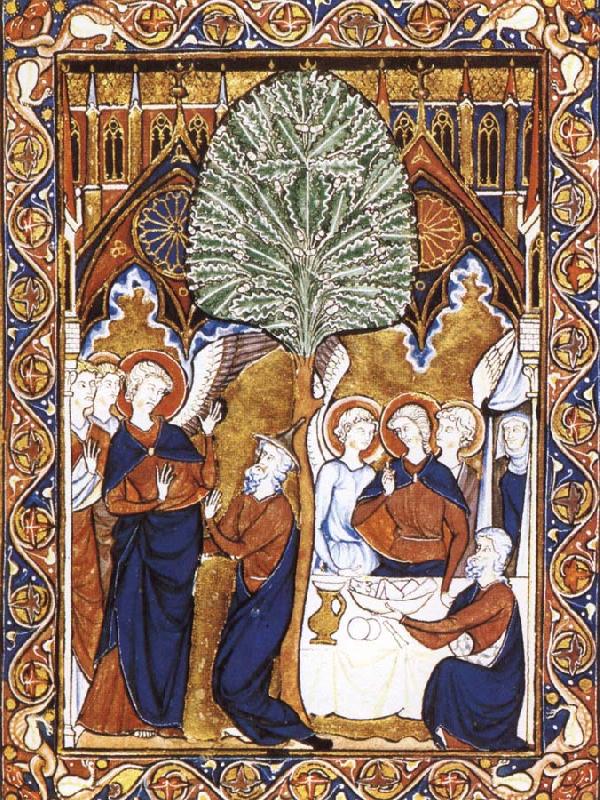  The guest friendship of Abraham in the woods of Mamre, Page from the psalter of Lodewijk the Heijlige